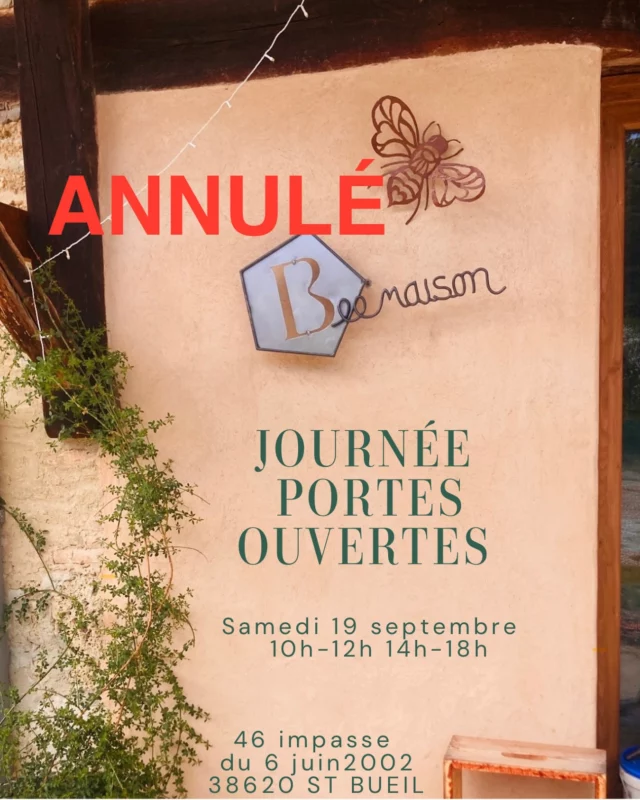Annulation de notre journée portes ouvertes demain pour raison de santé.
Merci de votre compréhension.